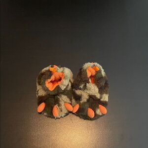 Cozy Kids' Furry Slippers - Orange and Brown